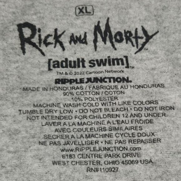 Gray Rick And Morty "Avoid The Void" T-Shirt, Size XL - Picture 2 of 2